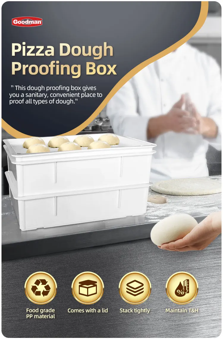 Bakeware restaurant white plastic pizza dough proofing box stackable storage pizza dough tray details