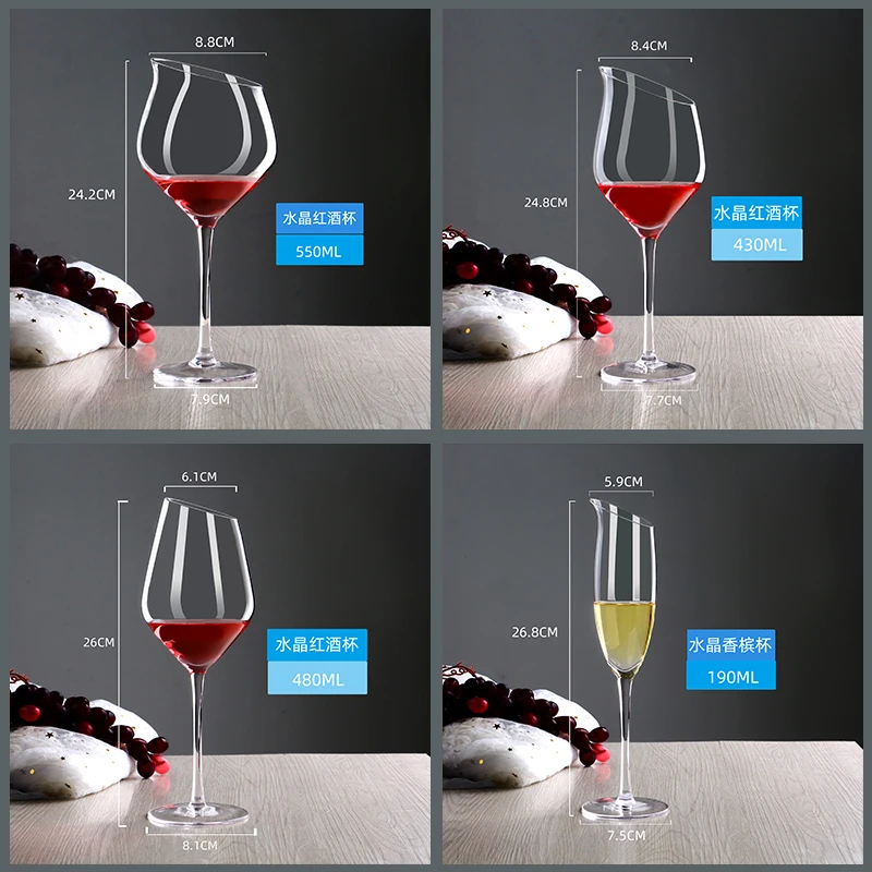 High Quality Personalised 480 ml Lead Free Crystal Glass ultra Thin Wedding Flute champagne Bulk Slanted Wine Glasses