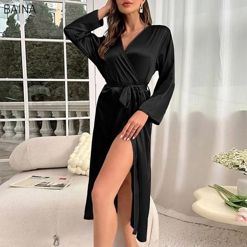 satin night dress with robe Emerald Green Silk w Black Lace Nightgown & Robe