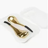 gold color spoon shape 2pcs with plastic box