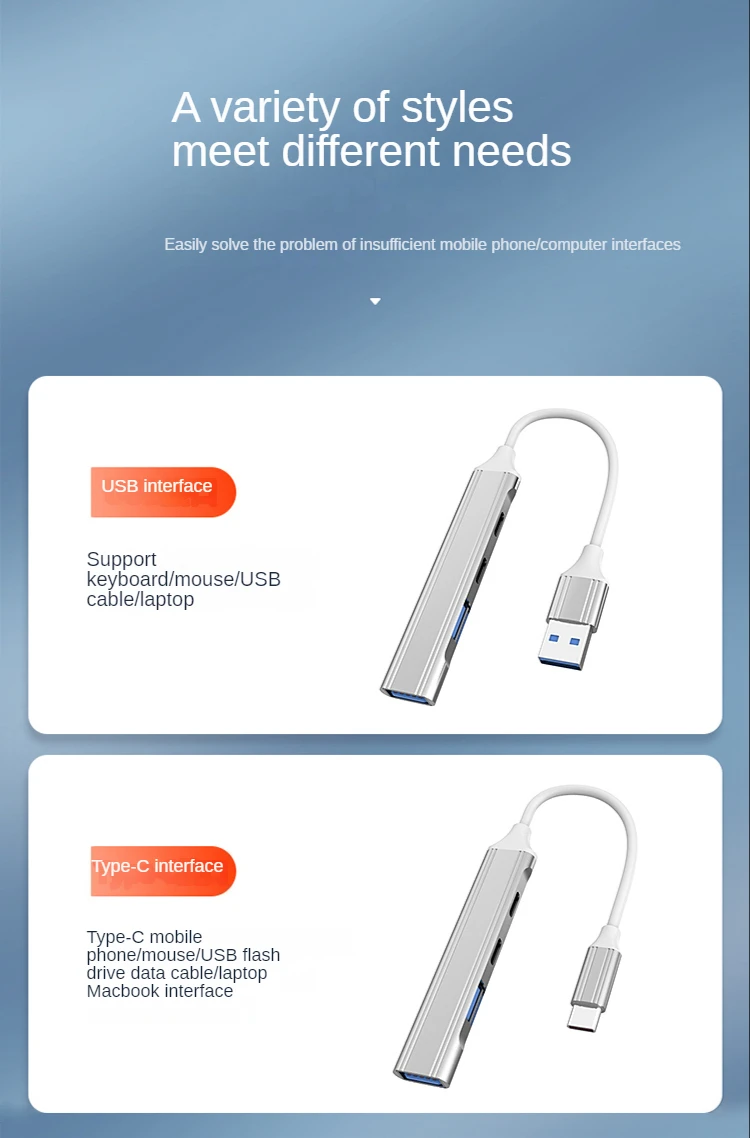 4 в 1 многопортовый USB 3 0 на порта адаптер из алюминиевого сплава для передачи данных через компьютер