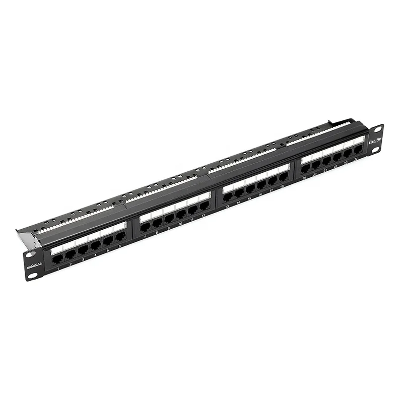 Cat5e 24 Port Patch Panel with Back Bar Krone 110 IDC Steel Network Rack Cabinet Cable Distribution Frame