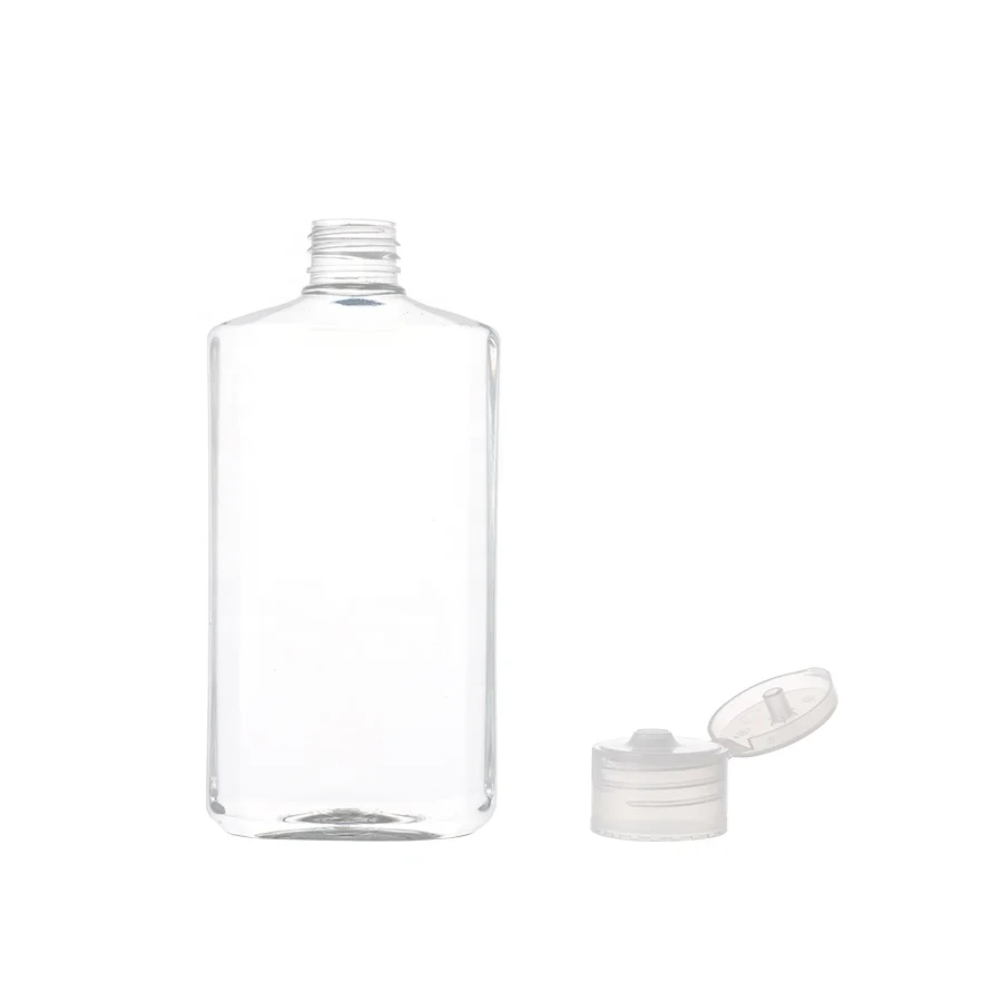 In Stock Flip Cap 500ml PET Empty clear square Octagonal Squeeze Plastic Bottle