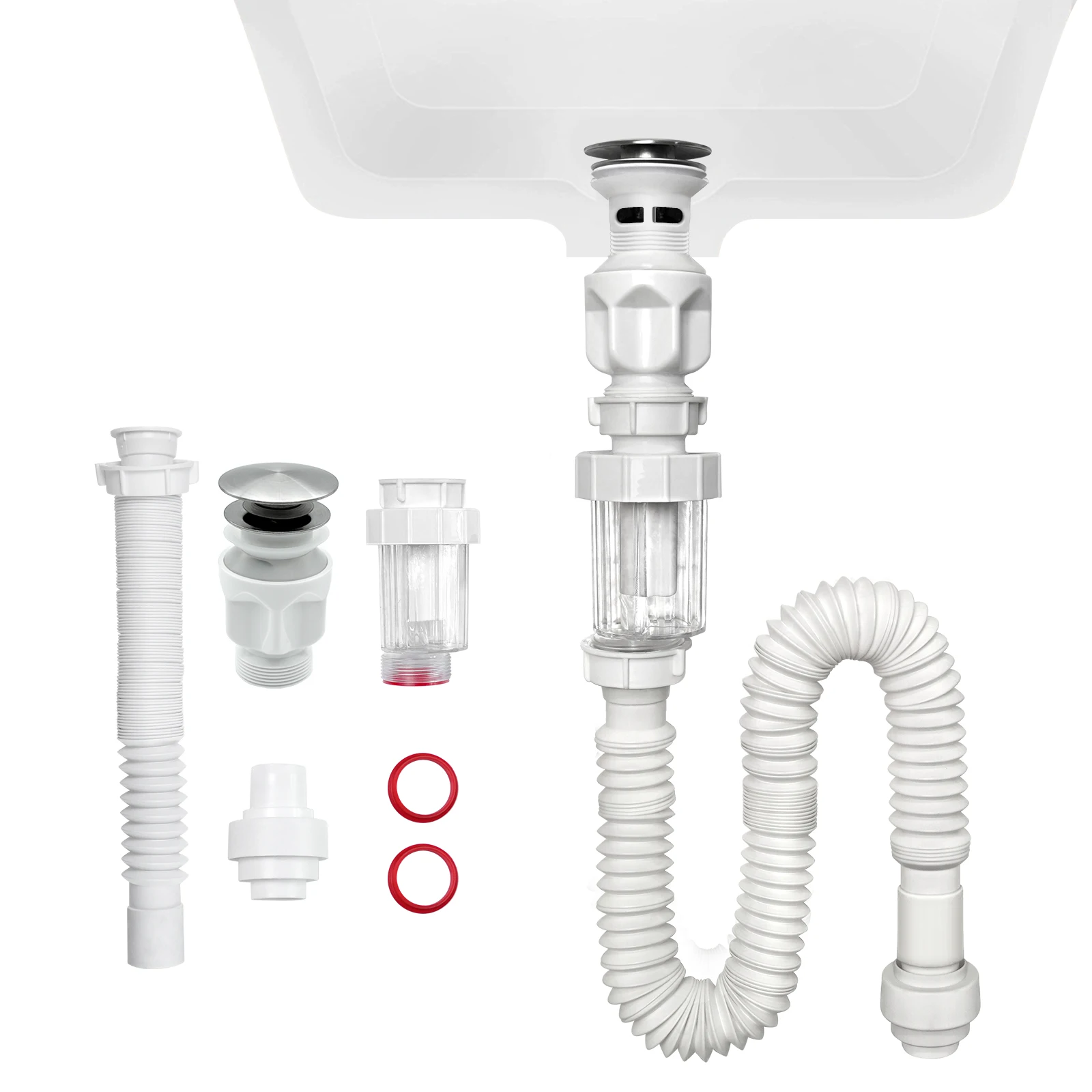 Krom Kaplı Paslanmaz Çelik Çıkarılabilir Tahliye, Lavabo Aksesuarı, Otantik Banyolar İçin