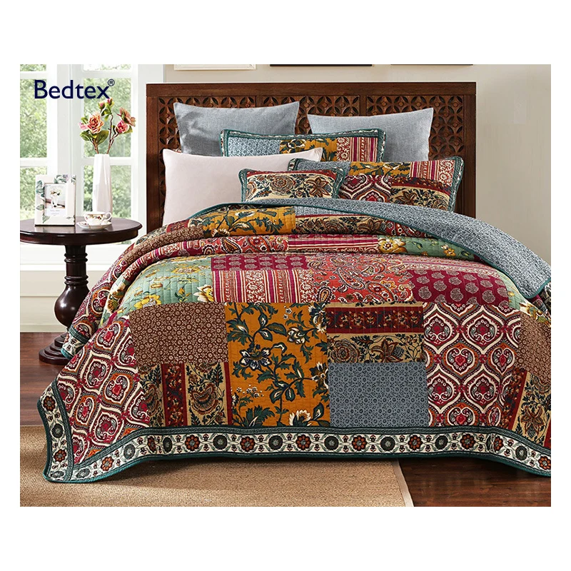 Cotton Quilted Lines King Size Cheap Wholesale Crochet Quilt Bedspreads