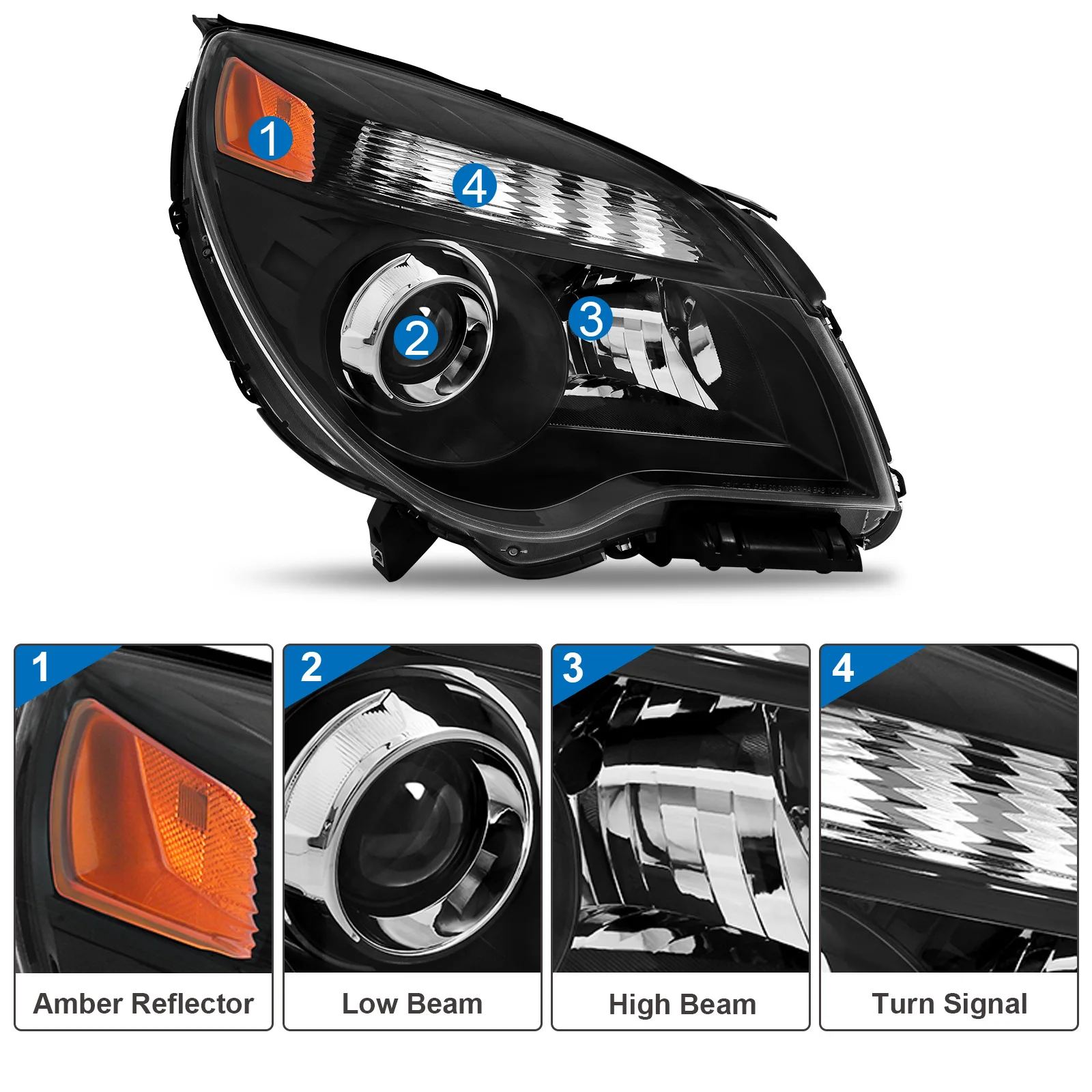 High Quality Headlight Manufacturer for 2010-2015 Chevy Equinox Automotive Headlights Assembly