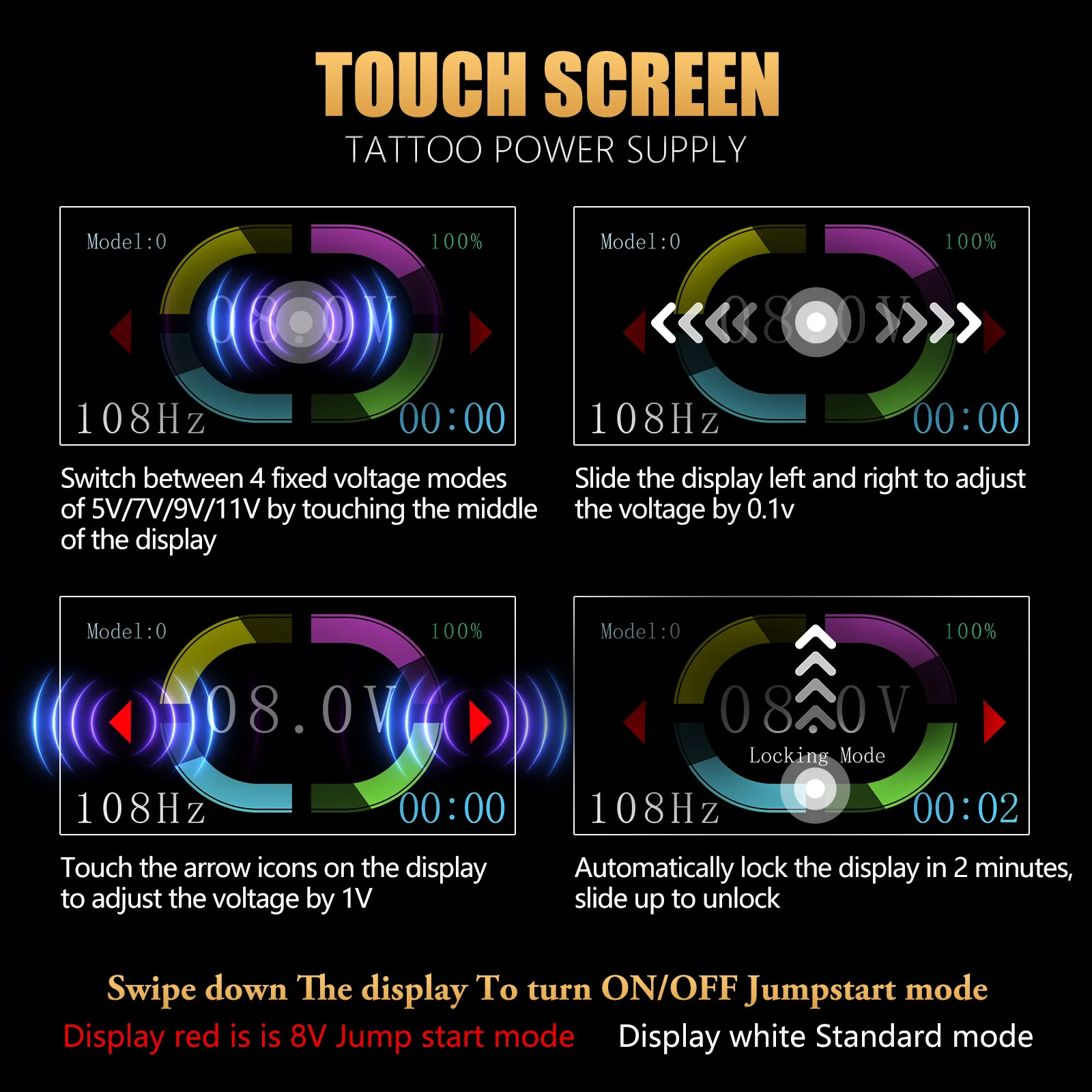 Ambition Seher 2.2-4.2mm調節可能ストロークプロ電気タトゥーガン