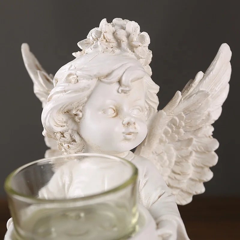 Indoor Baby Angel Statues with Tray - Resin Figurines