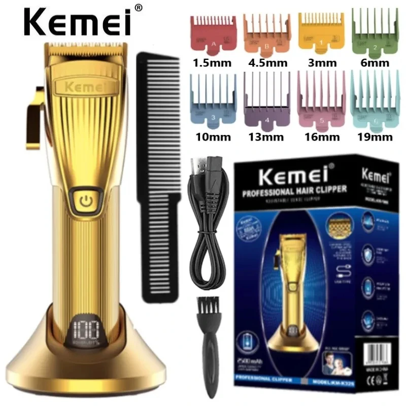 Base de charge multifonctionnelle en métal tondeuse à cheveux Kemei KM-K32S sans fil tondeuses à cheveux alimentation LED affichage tondeuse à cheveux