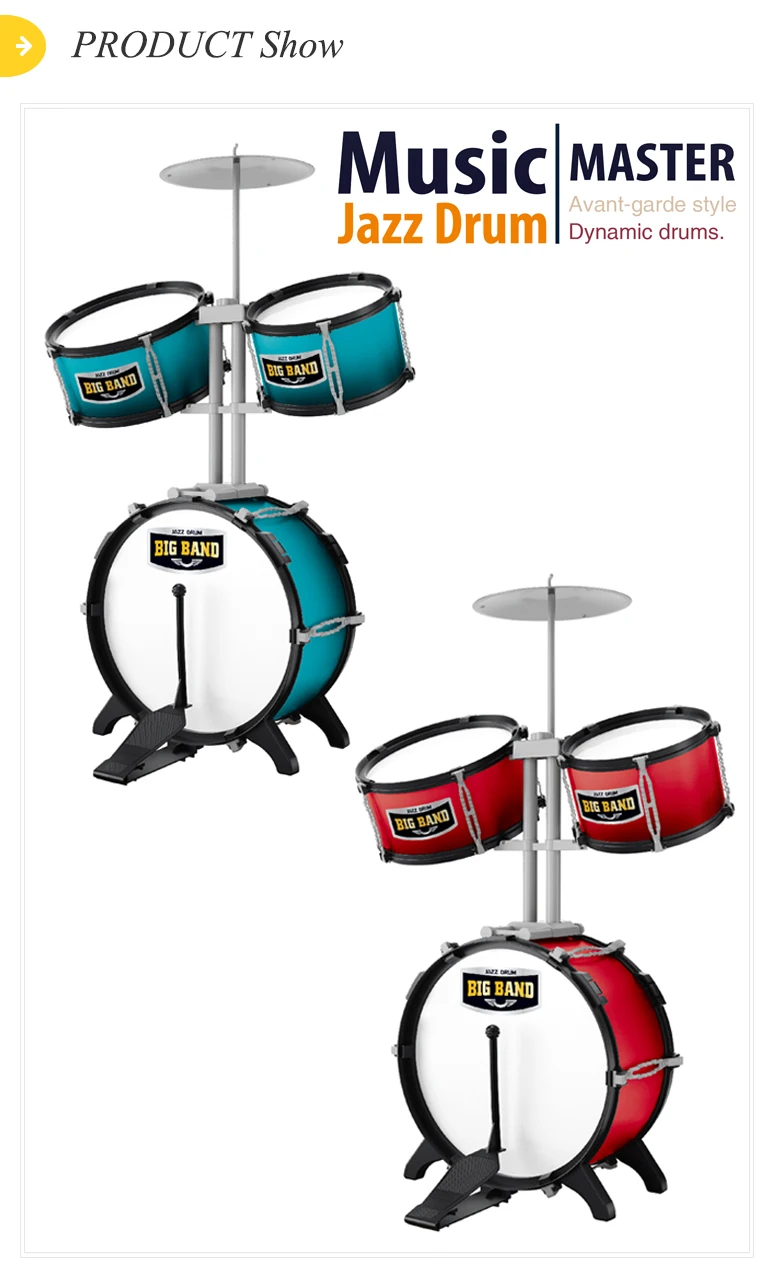 Kids Playing Instrument Music Toys Jazz Drum Set with Chair