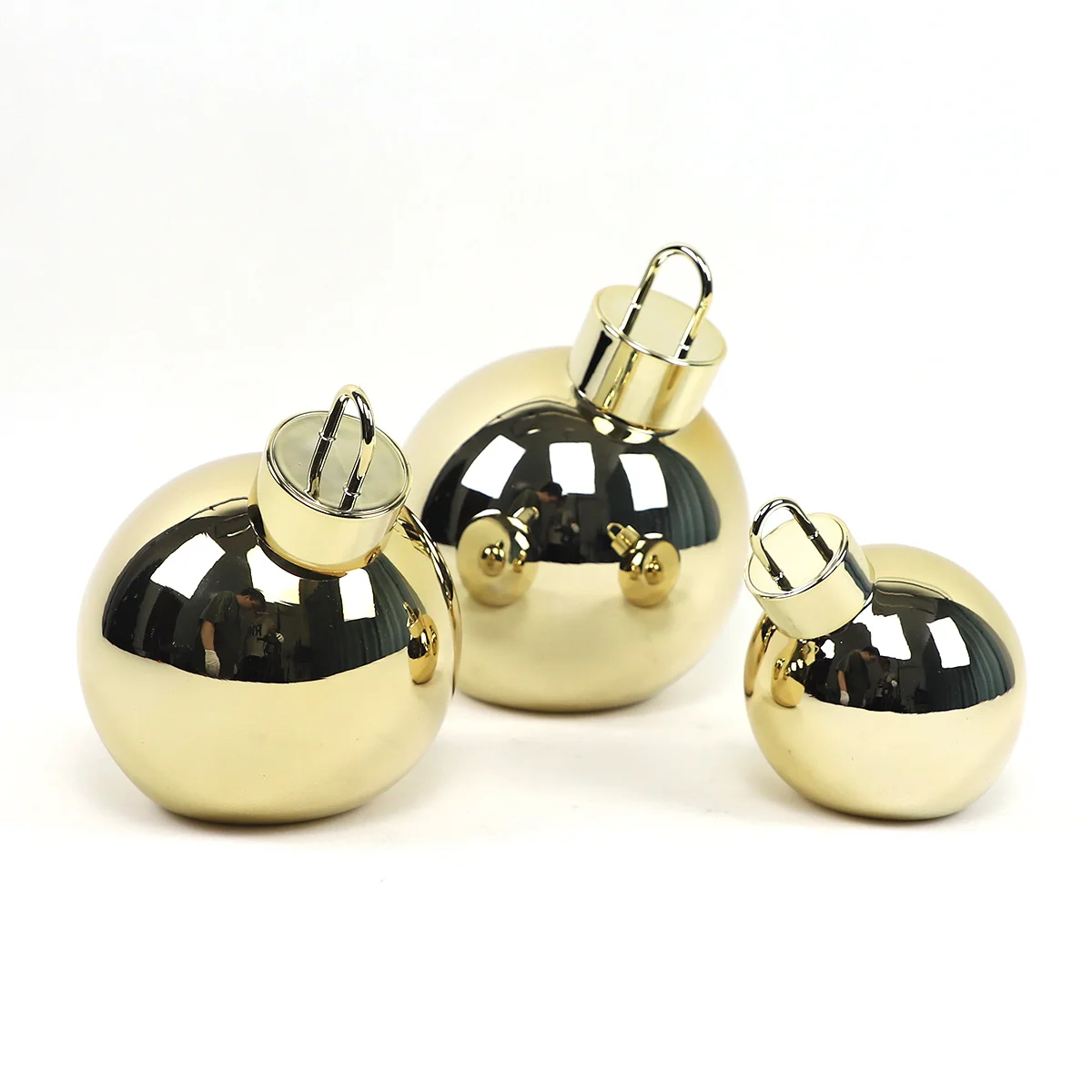 Christmas indoor decoration Set of 3 light up metallic gold Christmas ball with led light table ornament wholesale