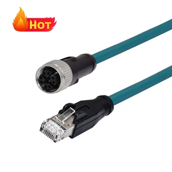 Rigoal IP67 M12 X code 8pin female to RJ45 shielded connector cable RJ45 with M12 cable