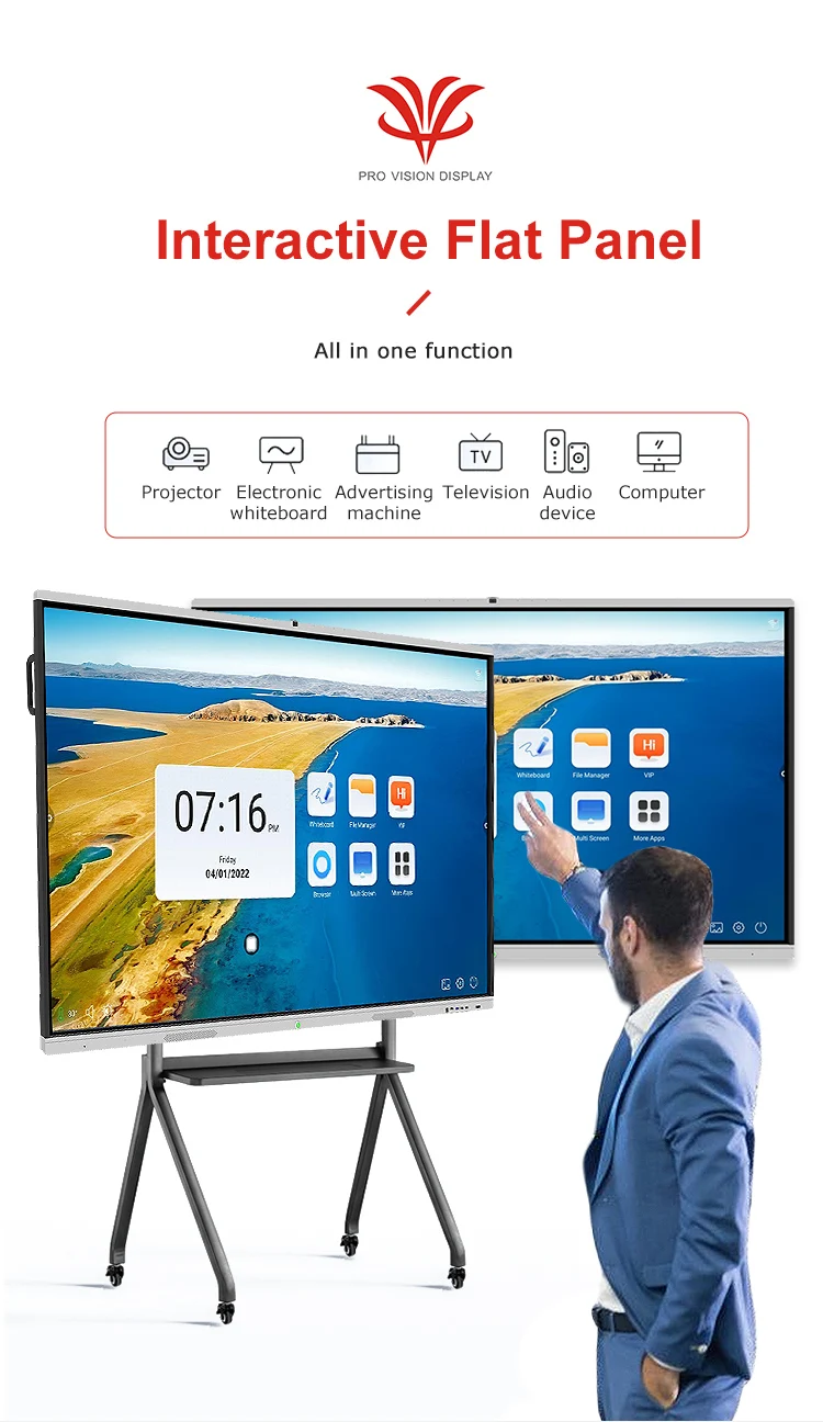 75inch 4ksmart Moniteurs Board Lcd Wifi Interactives Flat Panel Touch ...