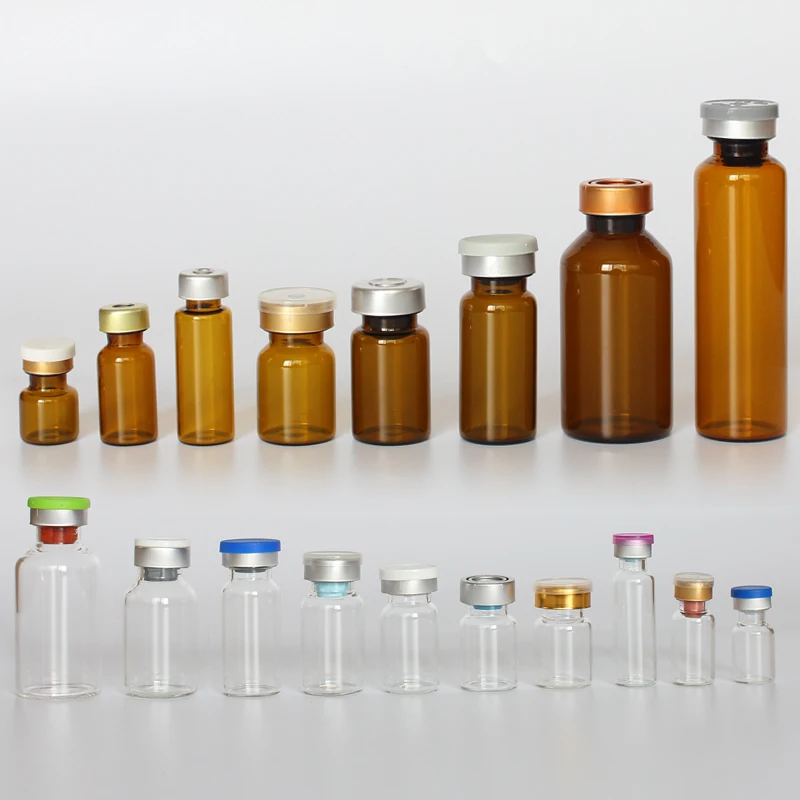 Freeze-Dried Powder 3ML 5ML 10ML 15ML Empty Packaging Clear Glass Ampoule Bottles Serum Vials with Dispenser tip Caps