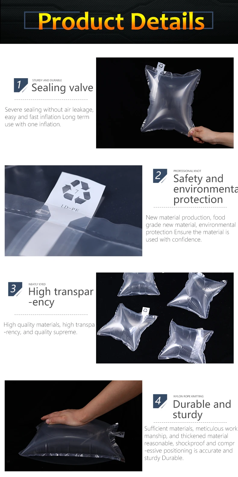 High Quality Anti Deformation Inflatable Bag Pe Material Anti Pressure