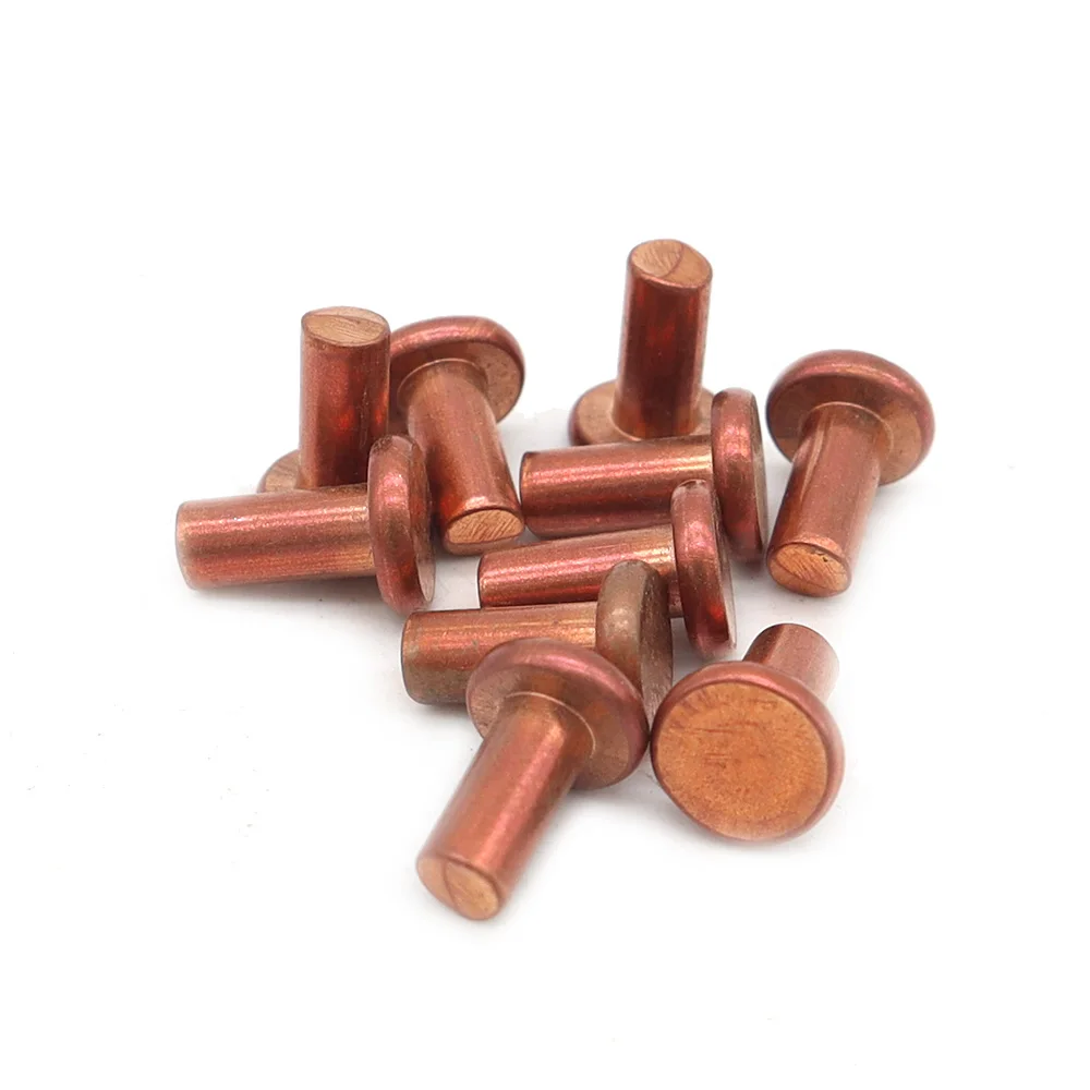 Din 7338a Copper Flat Head Solid Rivet For Brake Linings And Clutch