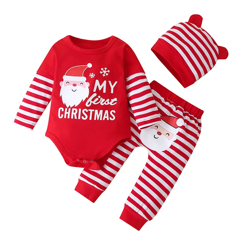 My First Christmas Newborn Baby Clothes Long Sleeve Romper + Pants+ Hat  3pcs Baby Christmas Outfits - Buy Baby Christmas Outfits,My First Christmas  Outfit Christmas Outfit Baby Newborn Baby Christmas Outfits Baby