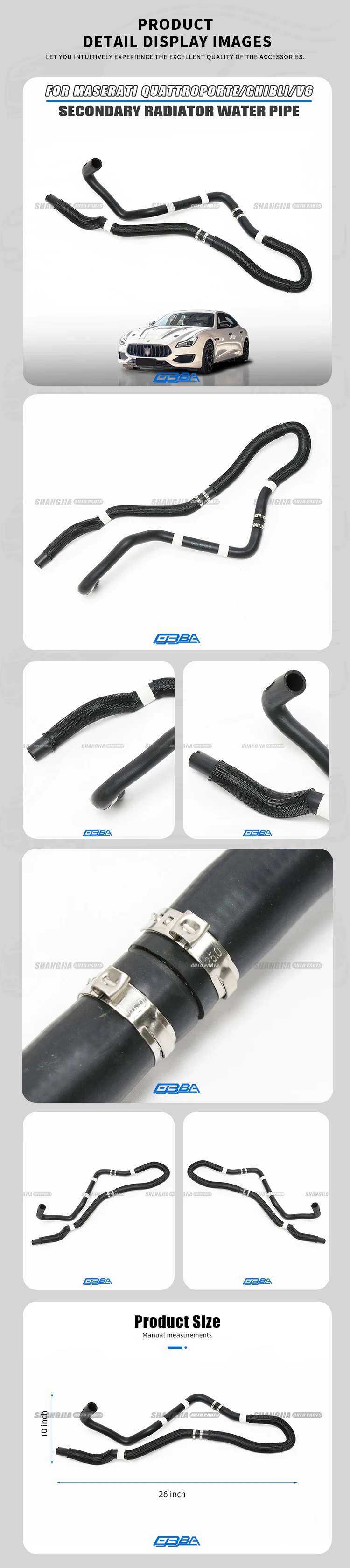 OEM 670003298 6700319 Auto car parts Secondary Radiator Water Pipe for Maserati Ghibi Quattroporte V6 Rubber Material details
