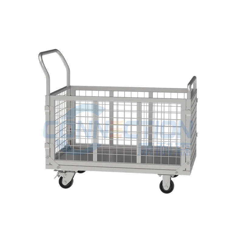 Collapsible Roll Container Push Carts Platform Trolley with Cages 4 in 1 Foldable Cage Cart Dolly Basketball Carts