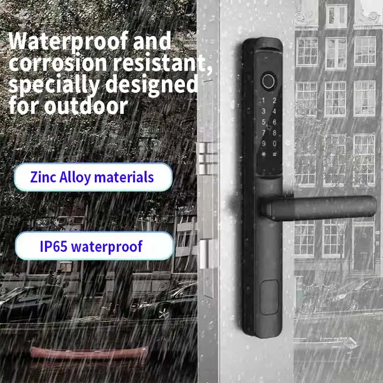 IP65 Waterproof Smart Door Lock TTlock App Biometric Fingerprint Code Card Intelligent WiFi Network for Wood Office Home Use