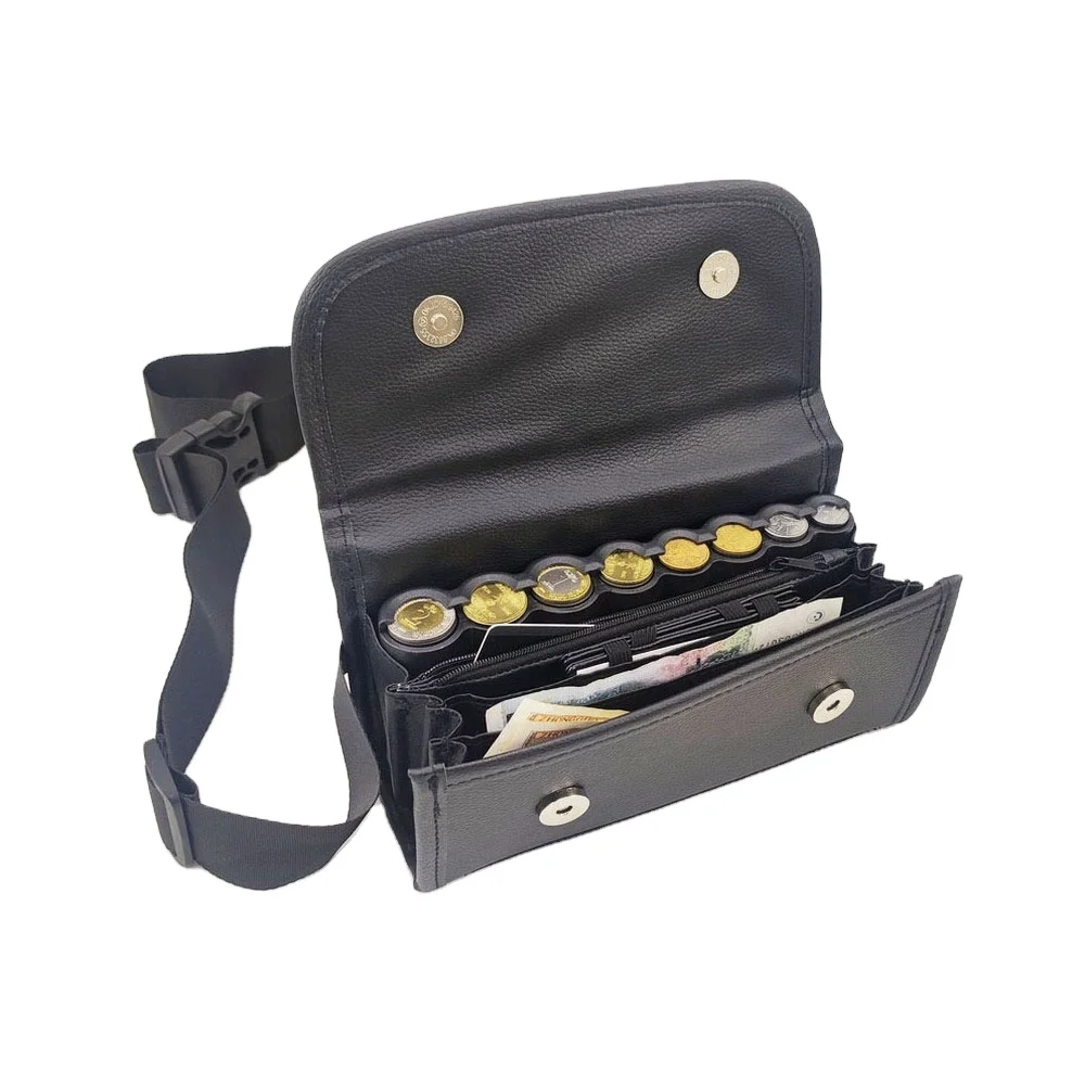 NEW Magnet Styles 8 Slots Euro Coins Dispenser With PU Waist Bag