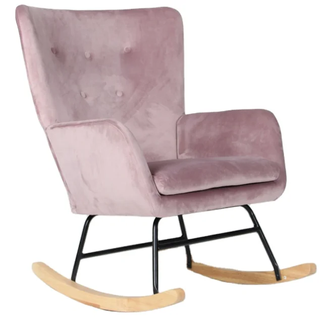 KD America Style Velvet Rocking Chair Comfortable and Modern Armrest Accent Chair