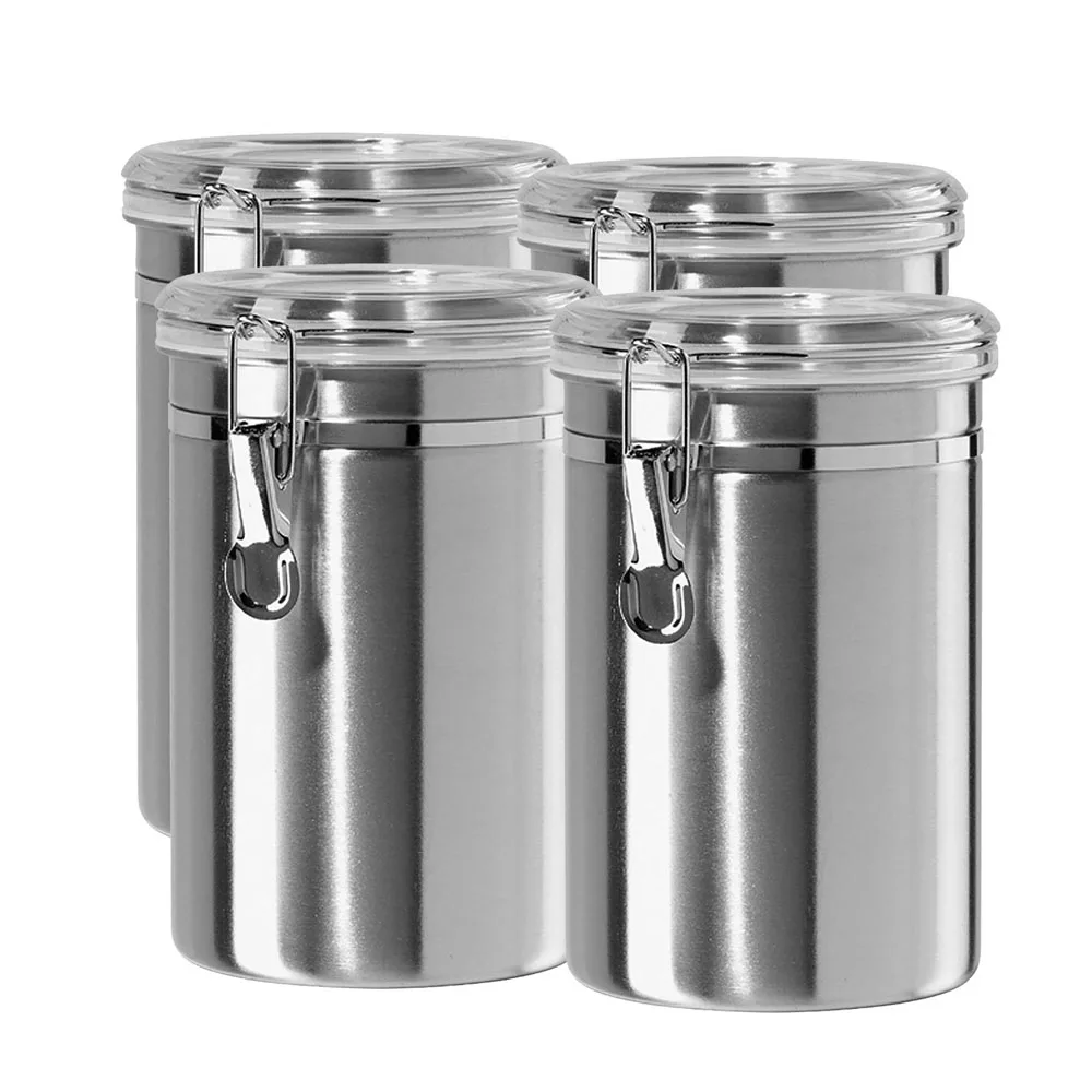 4 Piece Airtight Stainless Steel Canister Sets 62oz Food Storage