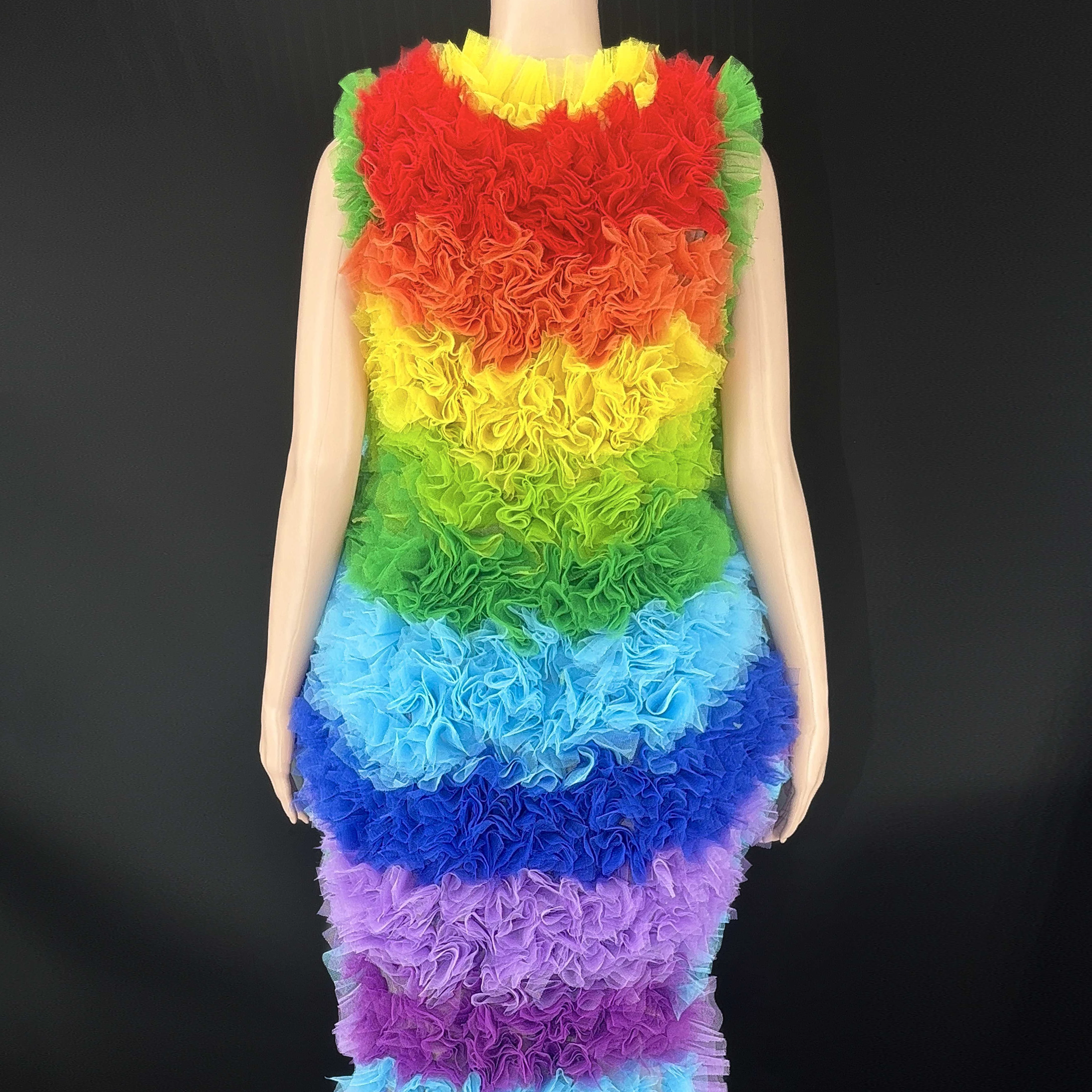 chinese dress ladies Rainbow Flower Palm Dress S