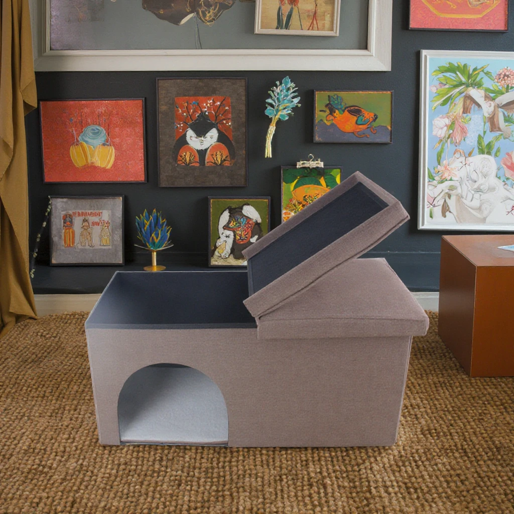 Custom Modern Durable Large Capacity Fabric Ottomans for Pets Foldable Storage Stool for Apartment Use supplier