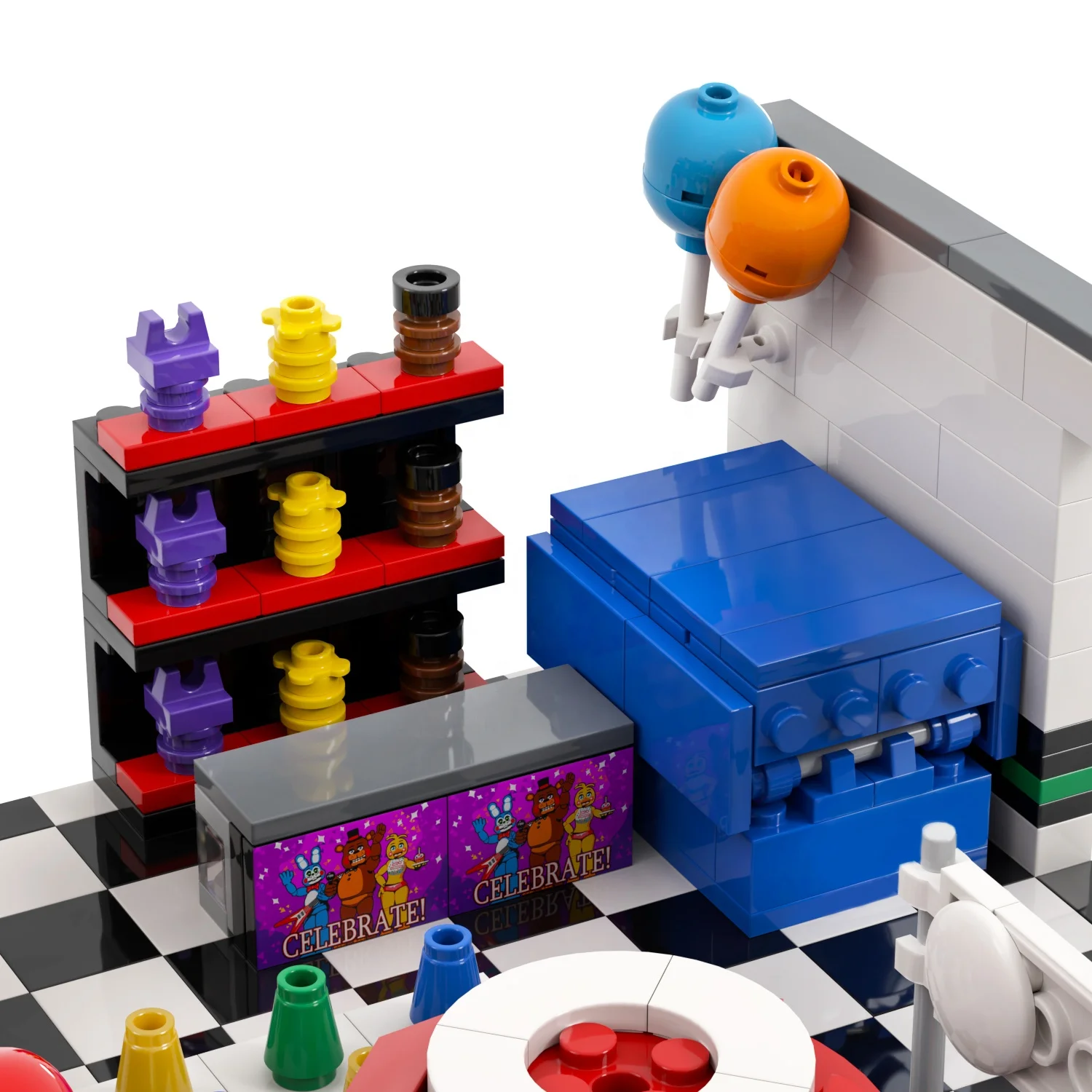 MOC1474 FNAF Pizzeria Midnight Stage - Building Blocks Figures