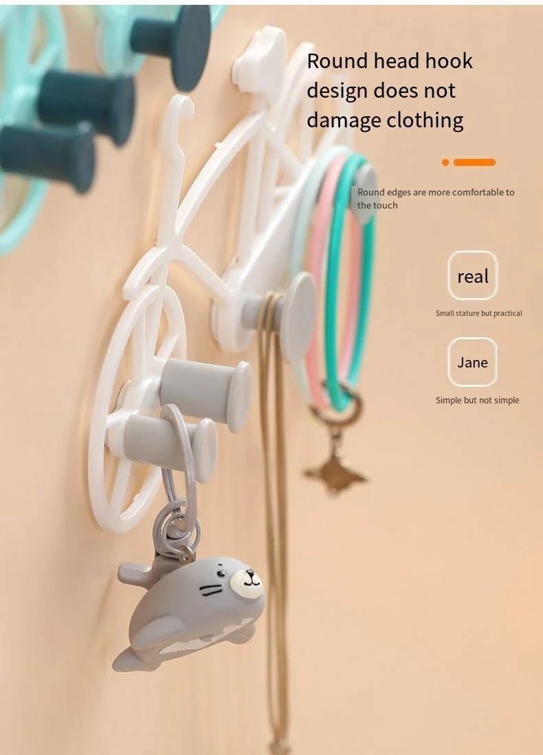 Creative simple bicycle punch free novelty hooks Key storage wall novelty hooks key novelty hooks behind the door details