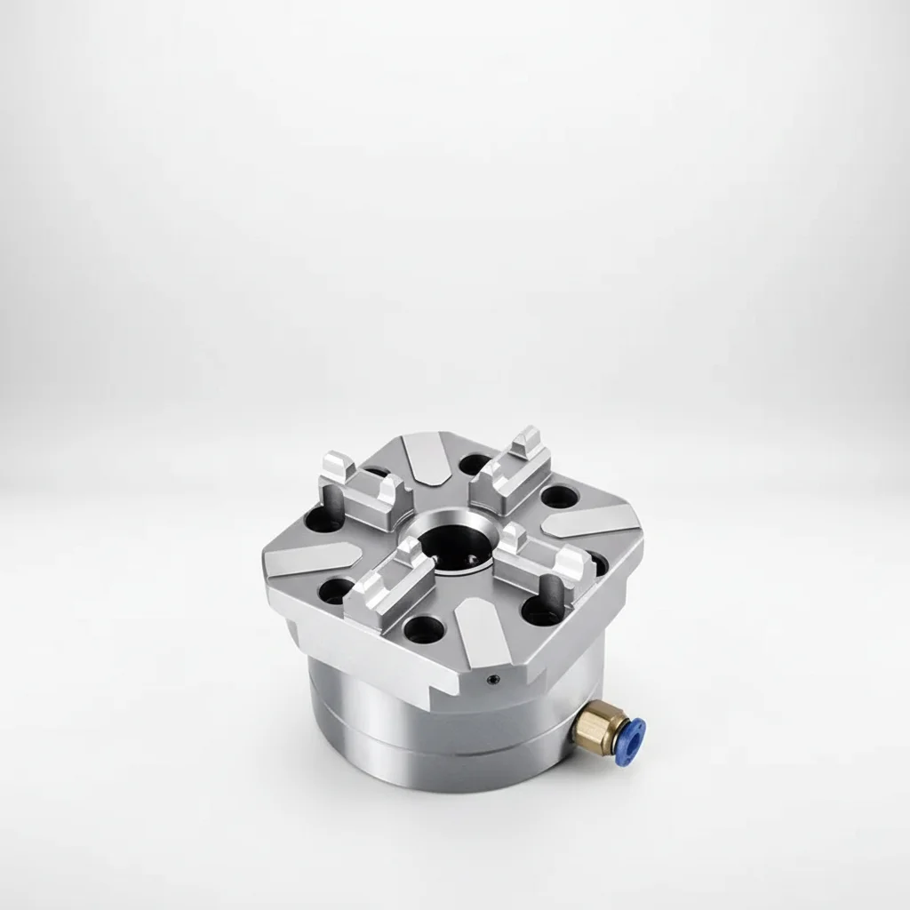 TEBAK High Precision CNC Lathe Pneumatic Fixture | 80*80mm 4-Jaw Pneumatic Auto Chuck for Machining Center