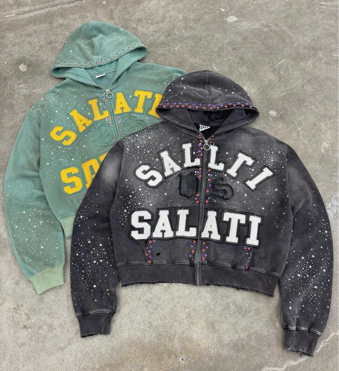 Custom Rhinestone Dtg Print Logo French Terry Oversized Heavy Cotton Acid Wash Sun Faded Men Hoodies Vintage Hoodie gallery 2