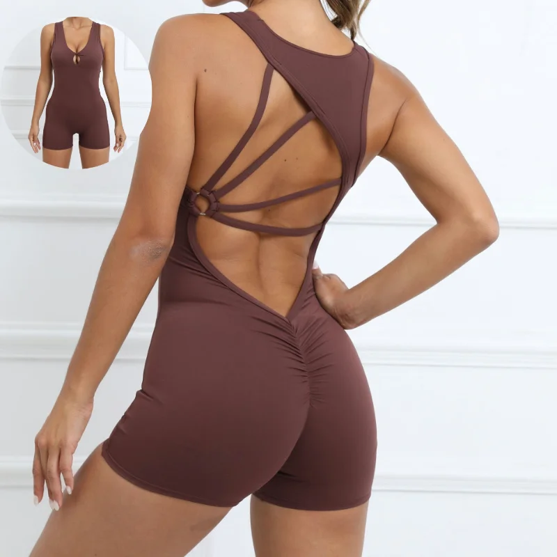 Breathable Yoga Leggings Custom Women Fitness Gym Bodysuits One Piece Scrunch Workout Romper short pants Yoga Jumpsuitit