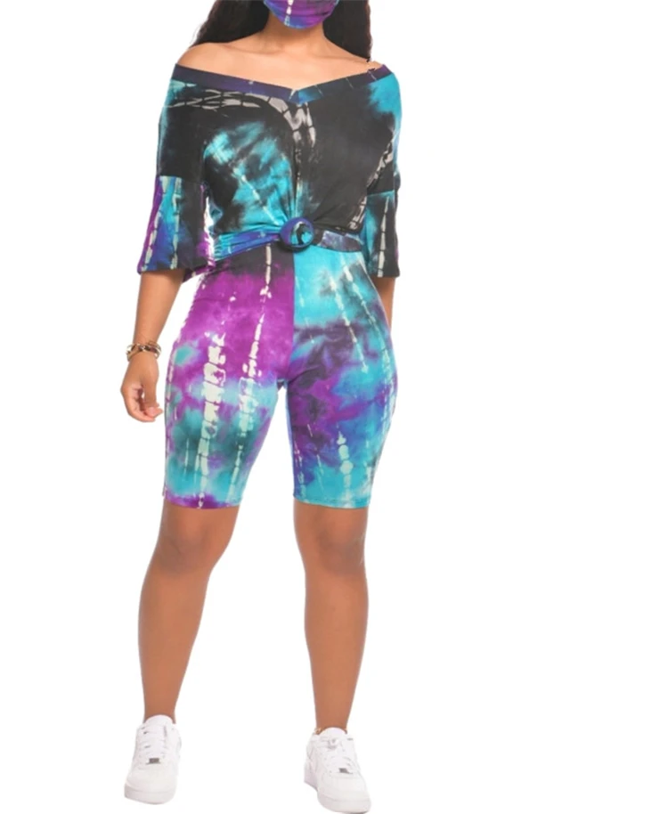 tie dye biker short set wholesale