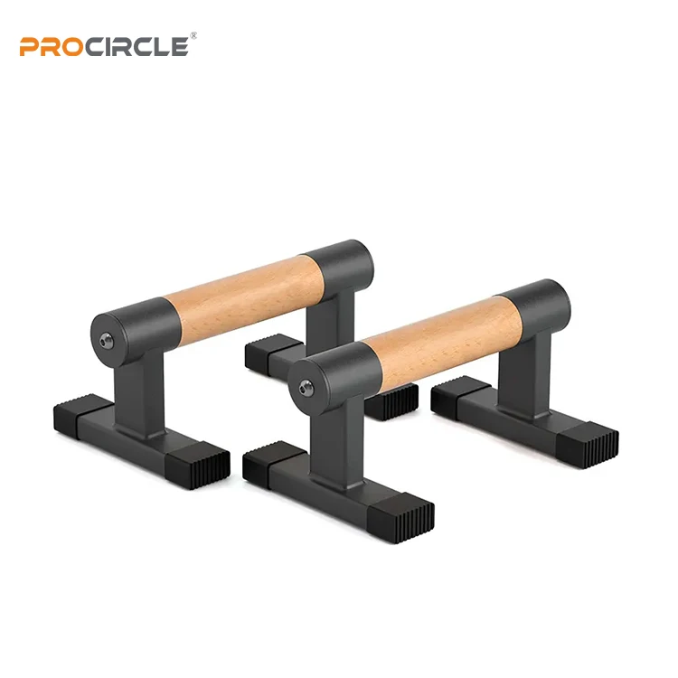Steel Wooden Push Up Stand Dip Bar Parallette Bars Muscle Strength