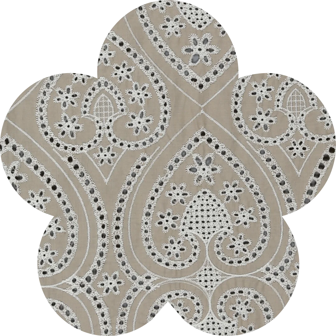 Textured Brown Cotton Fabric with Delicate Punch-Hole Embroidery Soft & Stylish for Women's Wear  Customized Embroidery Fabric