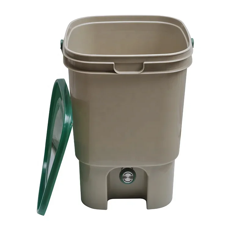 Outdoor Square Trash Can Compost Bin With Water Filter Plastic Scoop