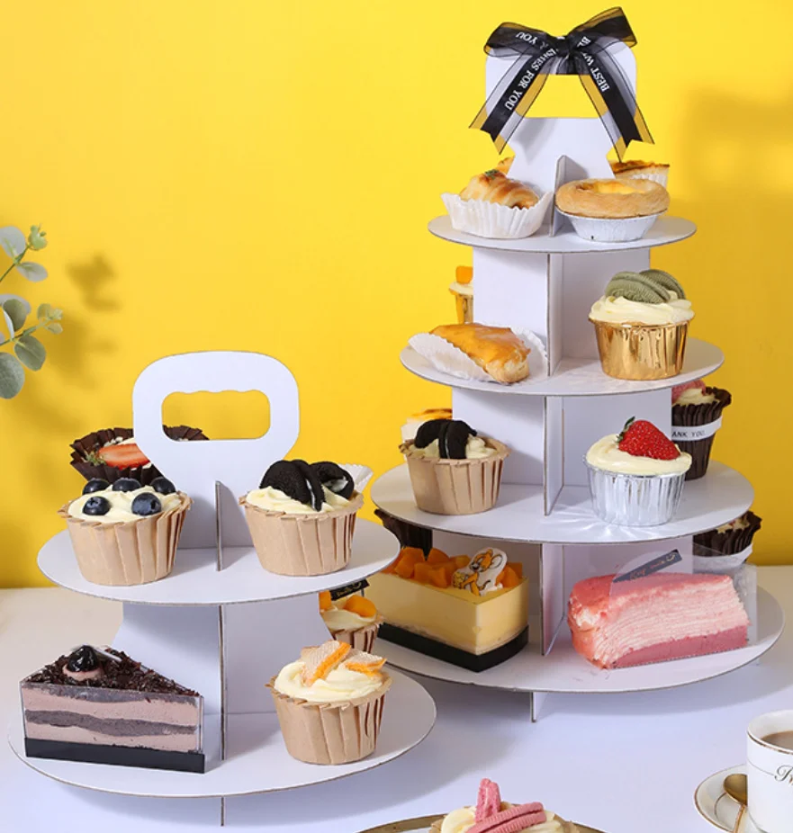 Family Afternoon Tea Cardboard Cake Stand Cake Portable Dessert Multi
