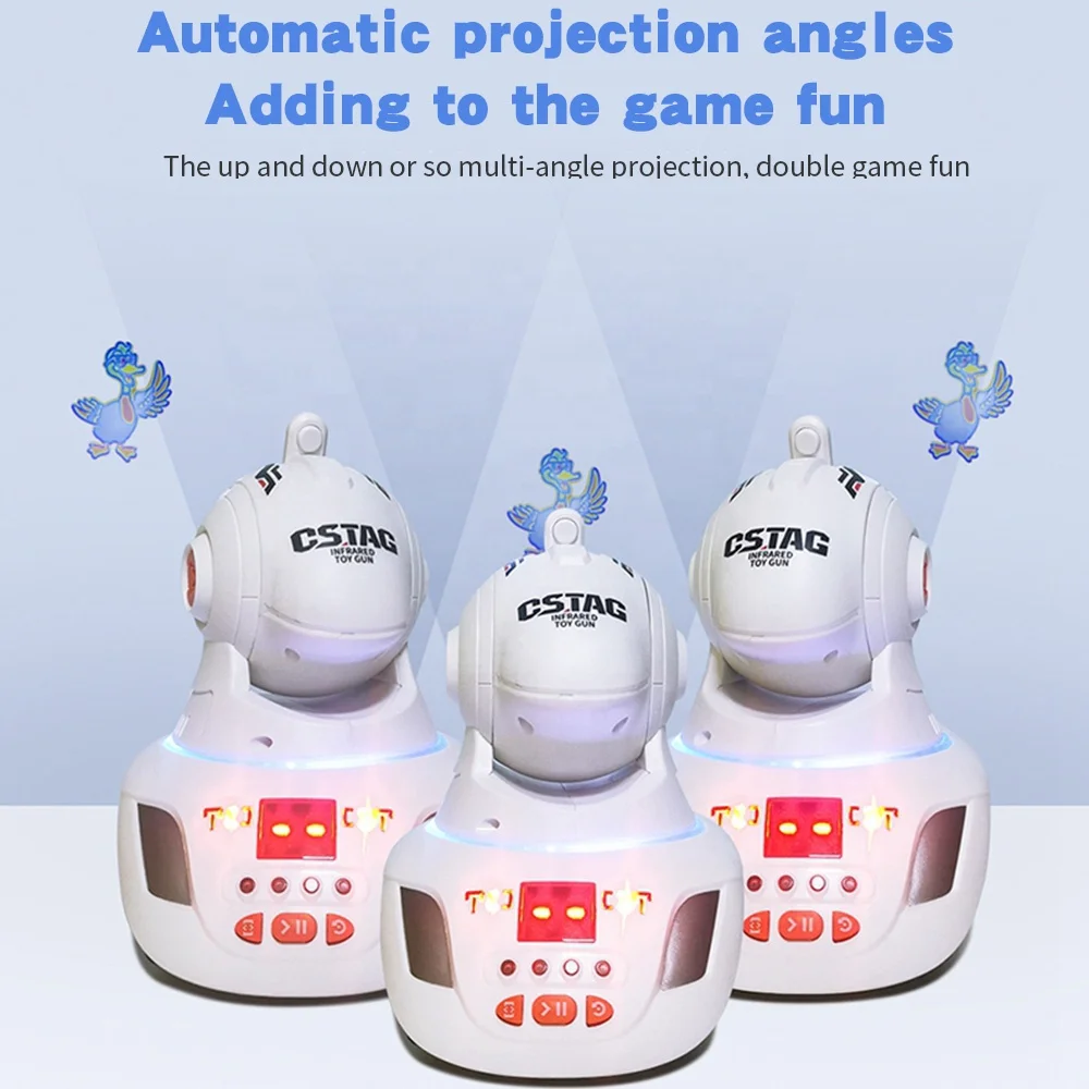 Infrared Shoot Battle Target Project AR Gun Toy Interactive Double Shooting Gun with Projector and 3pcs Monster Projection Slide