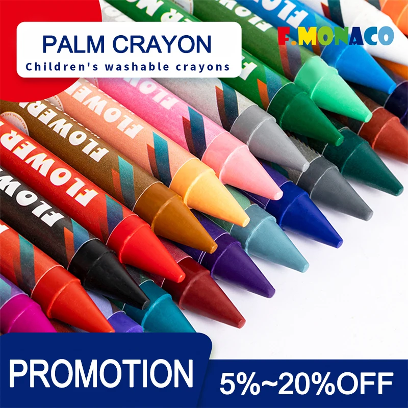 Flower Monaco Jumbo Crayons for Toddlers, Non Toxic, Easy to Hold Large Crayons  for Kids, Safe for Babies and Children