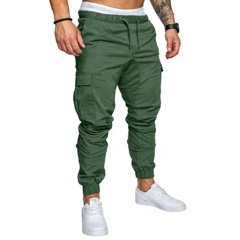 JL032I Hot Selling Multi Pockets Cargo Pant Plain Ensemble Jogging Solid Color Men Track Pants Mens Joggers