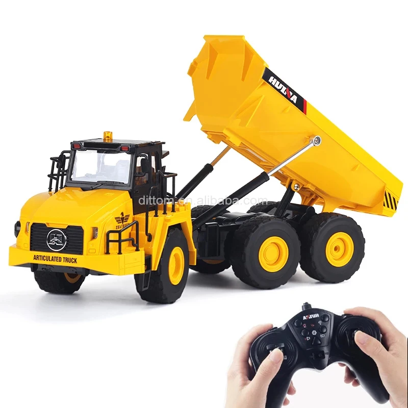 Camion à Benne Radiocommandé 1/16 à L'échelle 11CH - Camion Articulé RC Avec Son Moteur Et Lumières LED - 12