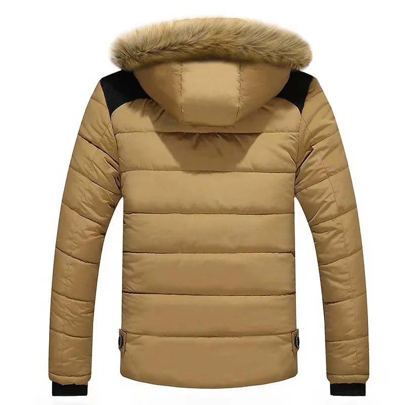 Thickening Parkas Men 2024 Winter Men's Coats Male Outerwear Fur Collar Casual Long Cotton Wadded men Hooded Coat_voghion.com