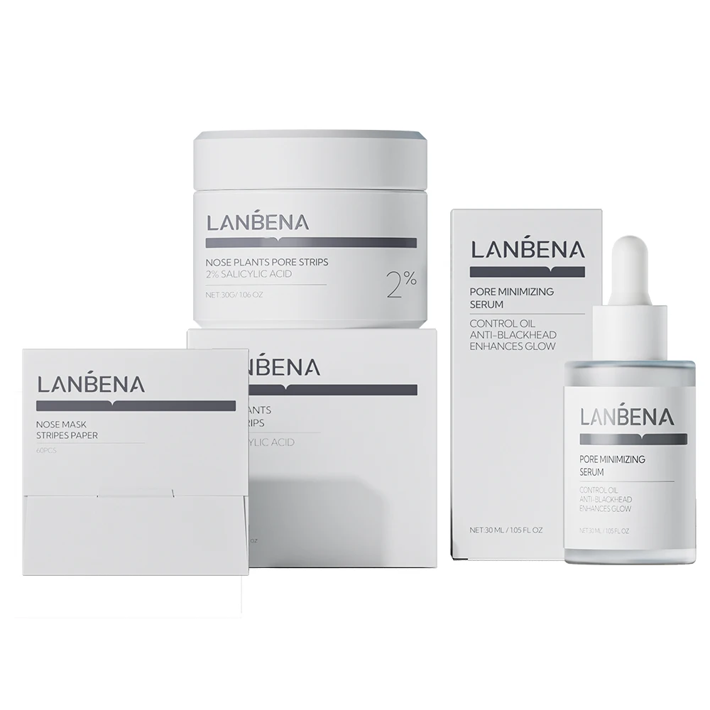 Lanbena Blackhead Remover Pores Shrink Serum and Nose Pore Strips Super Freckle Remover Skin Repair Cream