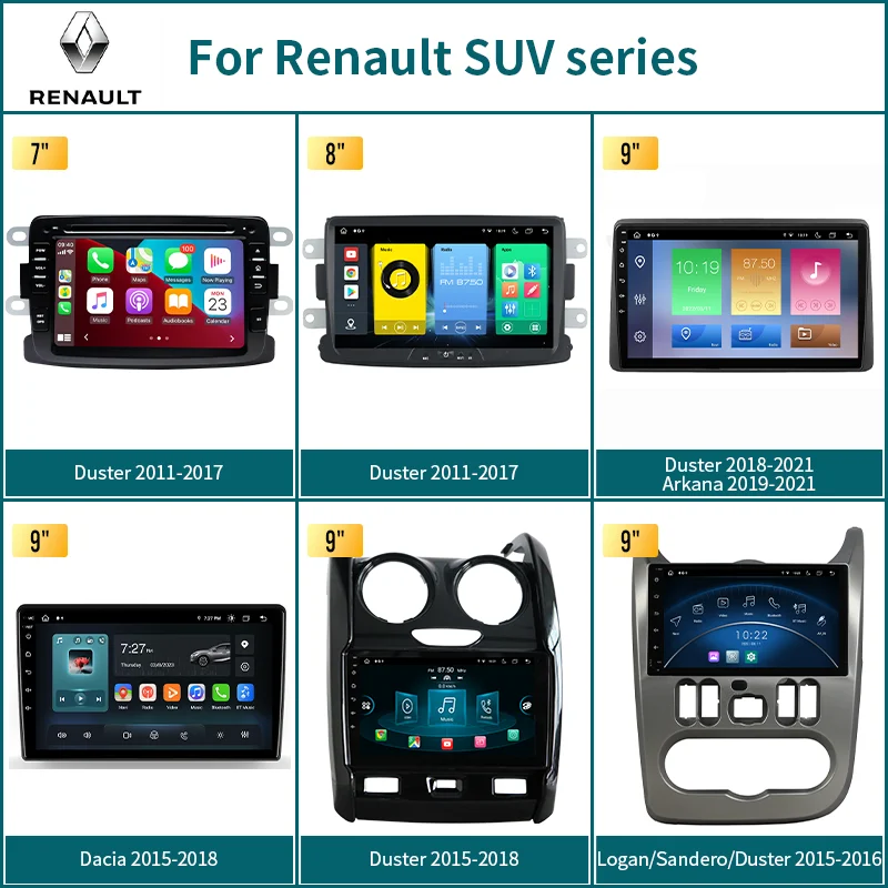 7" IPS Screen Android 13 Car Navi Stereo Audio CarPlay Auto Car Radio for Renault Dacia Duster/Logan/Sandero/Lodgy