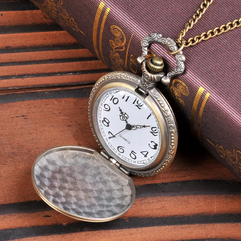 Часы наручные кварцевые с римскими цифрами для мужчин и женщин бронзовые винтажные карманные цепочкой на свитер подвесная цепь в ретро