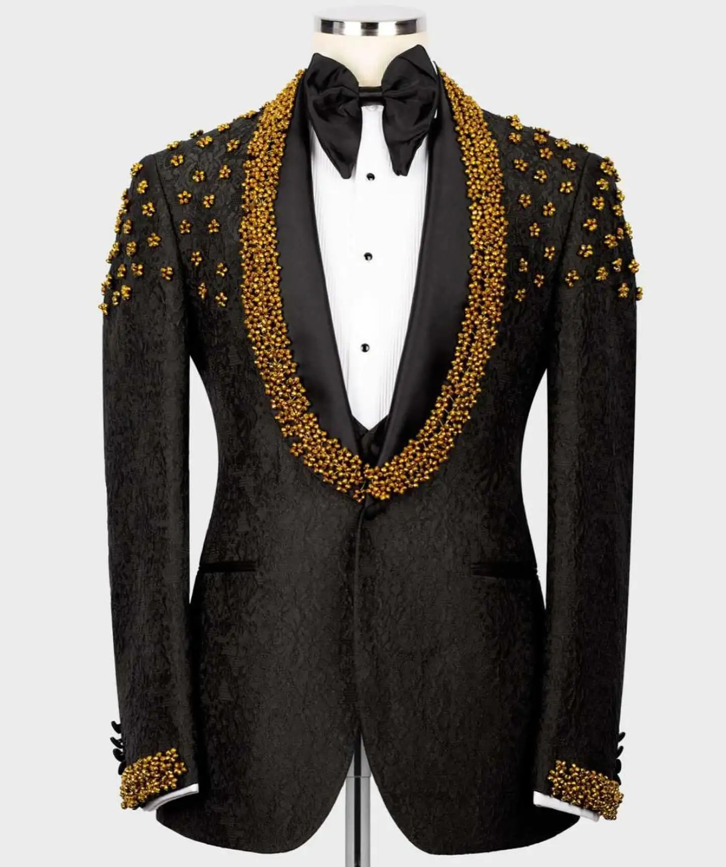 Custom Rhinestone Shiny Wedding Black Suit for Men Prom Suit Tuxedo Best  Man Wedding Party Tuxedo Suit With Beadings