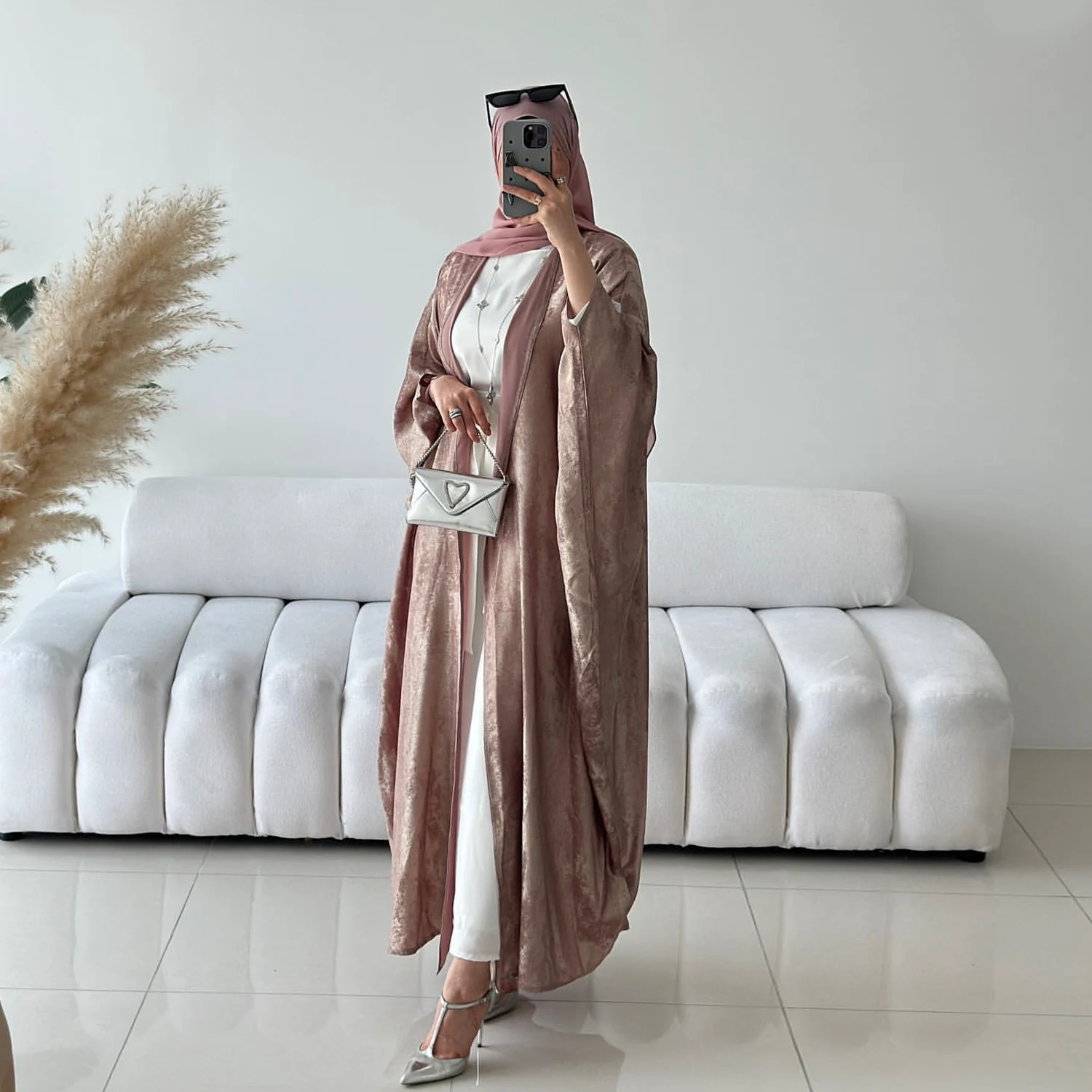 Lightweight Shimmer Open Abaya Dress For Women - Muslim Clothing Abaya