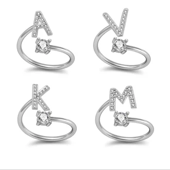 Fashion Jewelry adjustable 26 s h m initial letter rings women